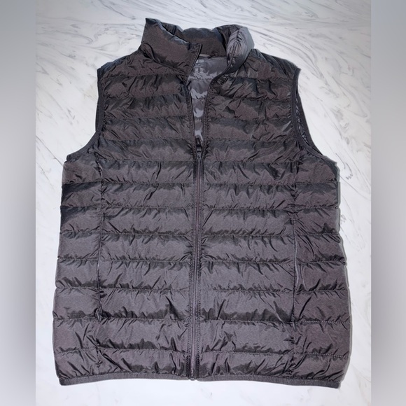 Uniqlo gray zip puffer puffy pocket vest xs warm - Picture 1 of 5